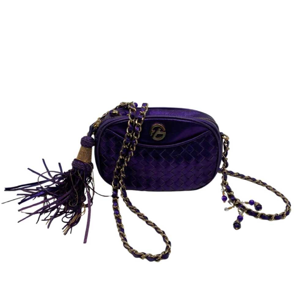 Francesco Biasia Purple Leather Woven Crossbody Bag | Classic Style